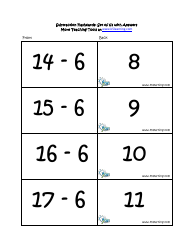 Subtraction Math Flashcards With Answers, Page 21