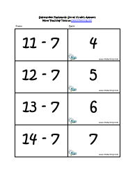 Subtraction Math Flashcards With Answers, Page 23
