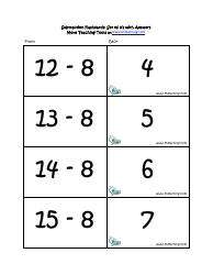 Subtraction Math Flashcards With Answers, Page 26