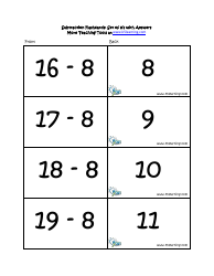 Subtraction Math Flashcards With Answers, Page 27