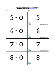 Subtraction Math Flashcards With Answers, Page 2