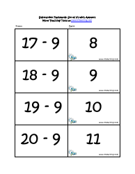 Subtraction Math Flashcards With Answers, Page 30