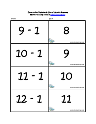 Subtraction Math Flashcards With Answers, Page 6