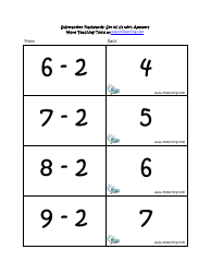 Subtraction Math Flashcards With Answers, Page 8