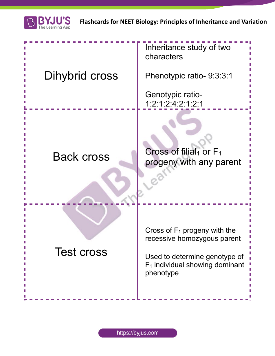 Neet Biology Flashcards - Principles of Inheritance and Variation, Page 3