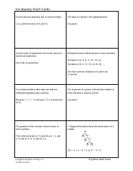 Grade 6 Math Vocabulary Flash Cards, Page 12