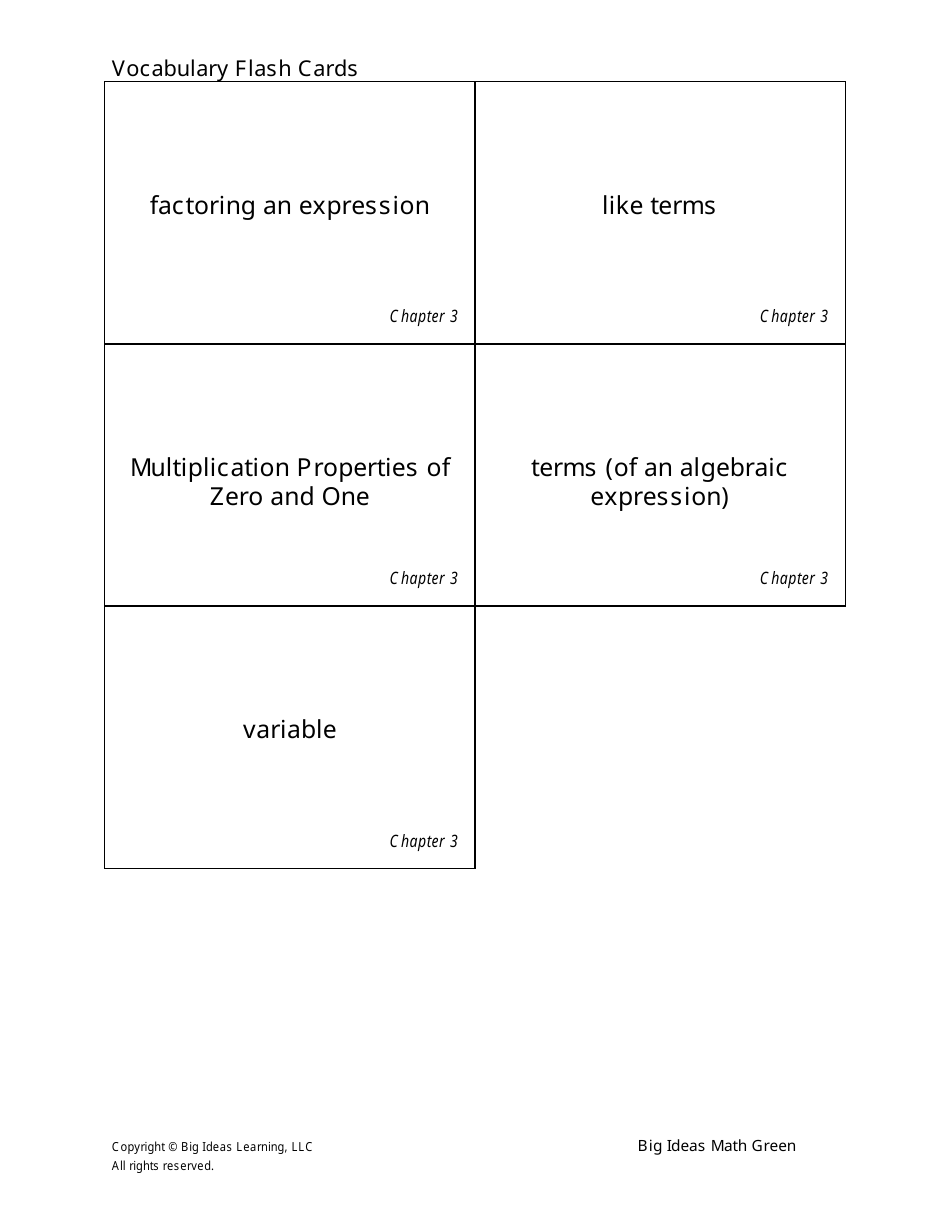 Grade 6 Math Vocabulary Flash Cards Download Printable PDF | Templateroller