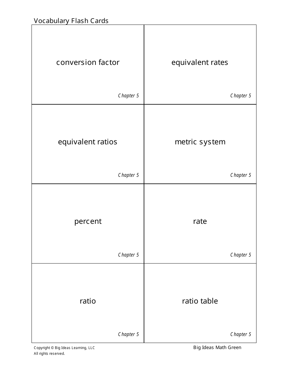 Grade 6 Math Vocabulary Flash Cards, Page 23