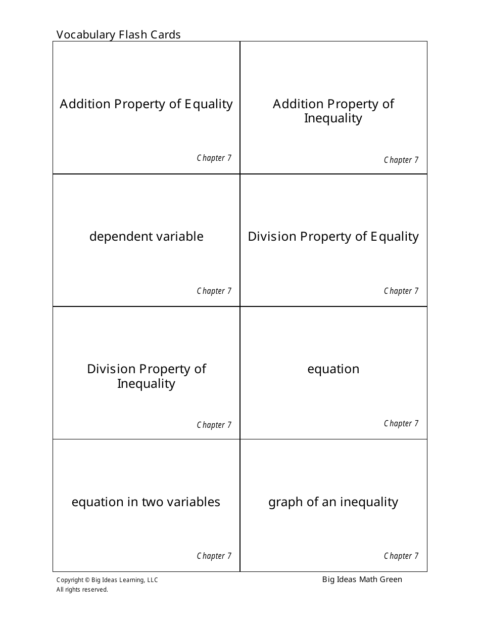 Grade 6 Math Vocabulary Flash Cards, Page 29
