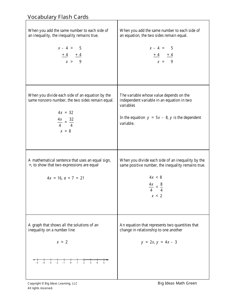 Grade 6 Math Vocabulary Flash Cards, Page 30