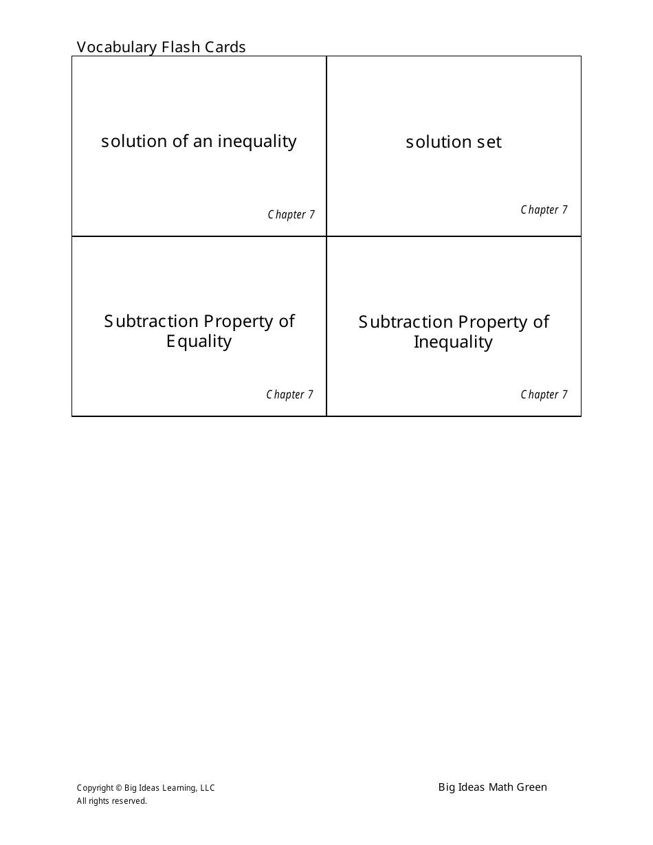 Grade 6 Math Vocabulary Flash Cards, Page 33