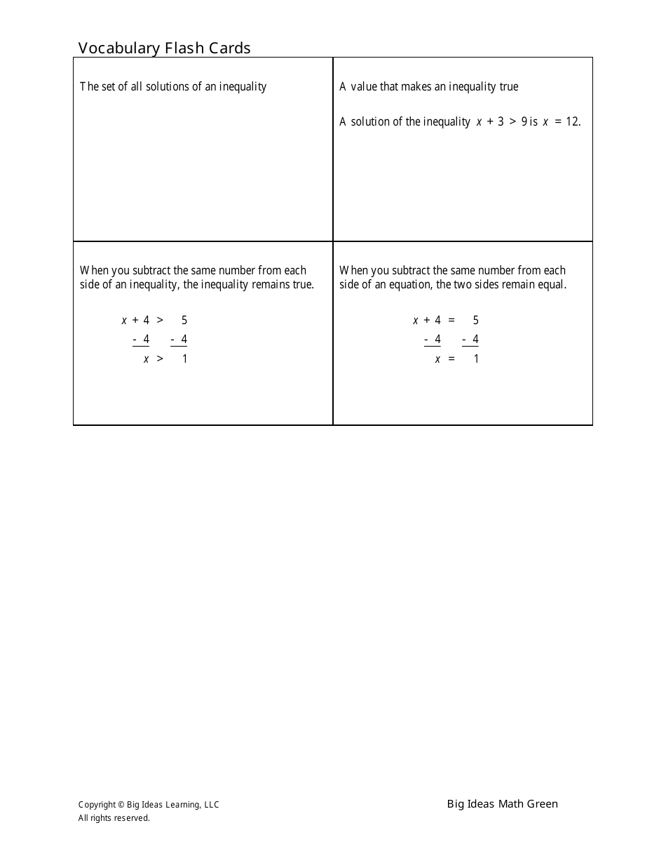 Grade 6 Math Vocabulary Flash Cards, Page 34