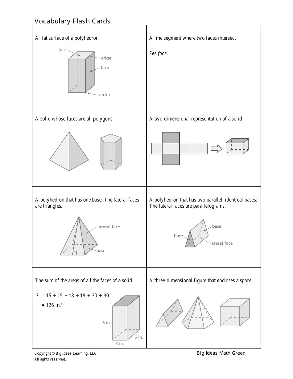 Grade 6 Math Vocabulary Flash Cards, Page 36