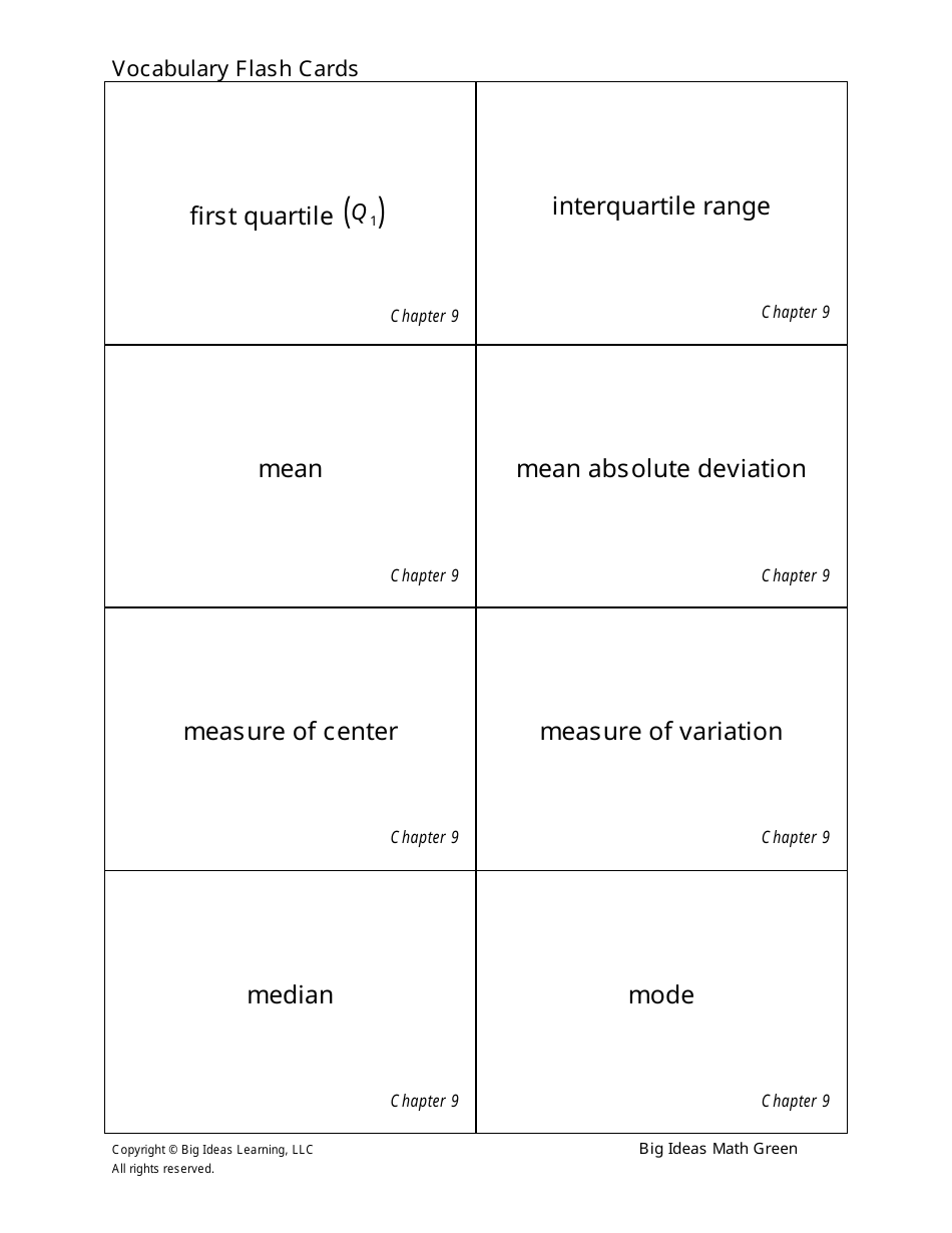 Grade 6 Math Vocabulary Flash Cards, Page 39
