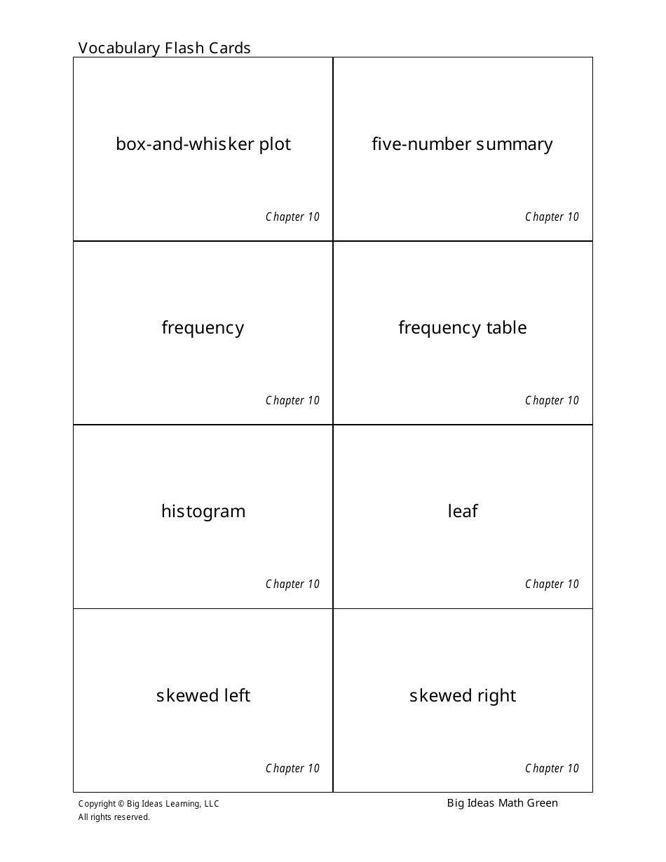 Grade 6 Math Vocabulary Flash Cards, Page 43