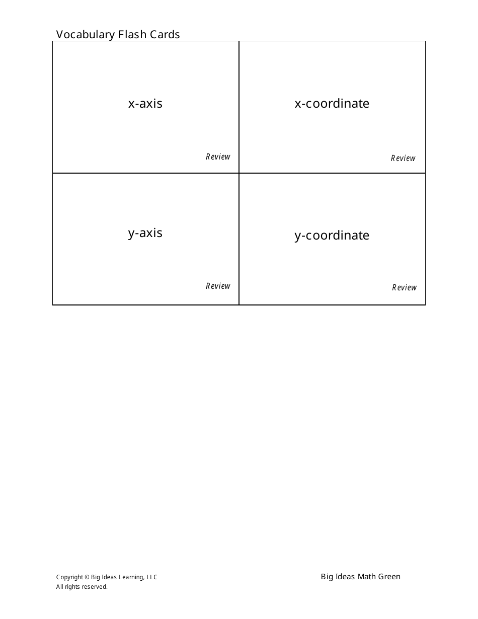 Grade 6 Math Vocabulary Flash Cards, Page 9