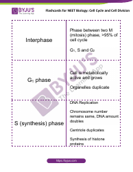 Document preview: Neet Biology Flashcards - Cell Cycle and Cell Division