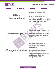Document preview: Neet Biology Flashcards - Evolution