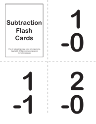 Document preview: Math Subtraction Flash Cards