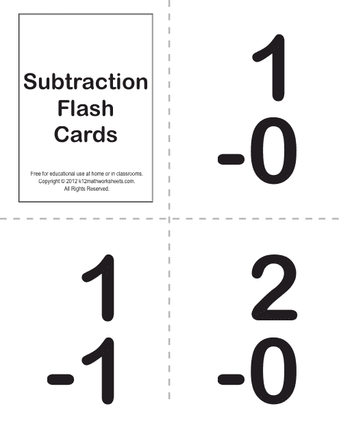 Math Subtraction Flash Cards Download Pdf
