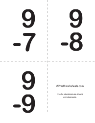 Math Subtraction Flash Cards, Page 14