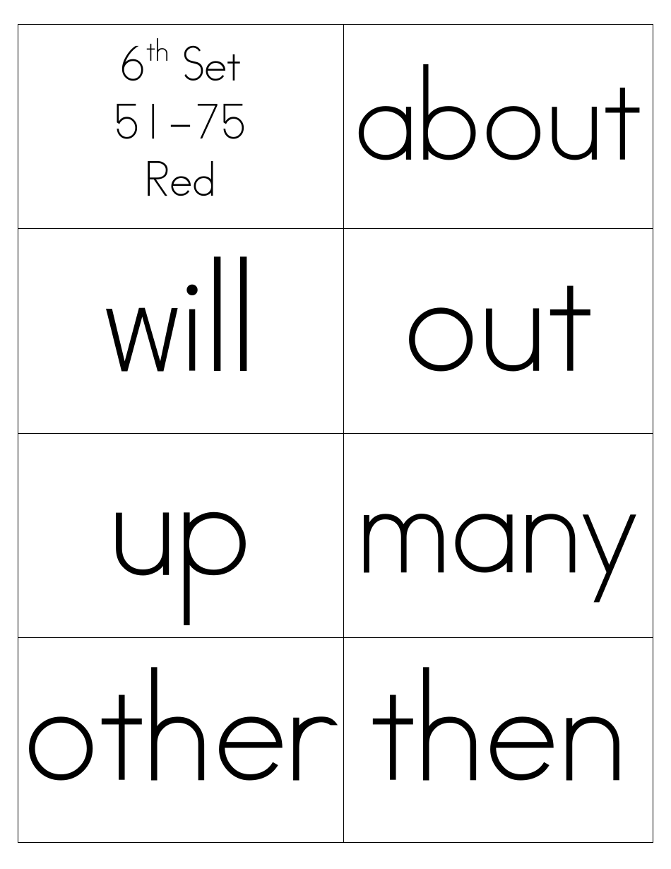Sight Words Flashcards - 1-200, Page 11