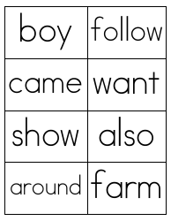 Sight Words Flashcards - 1-200, Page 25