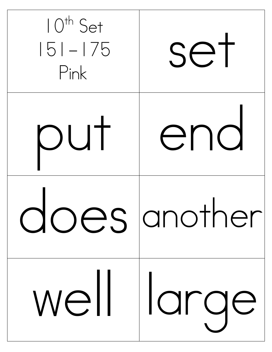 Sight Words Flashcards - 1-200, Page 27