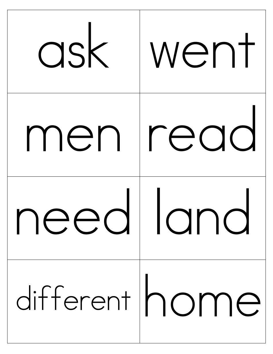 Sight Words Flashcards - 1-200, Page 29