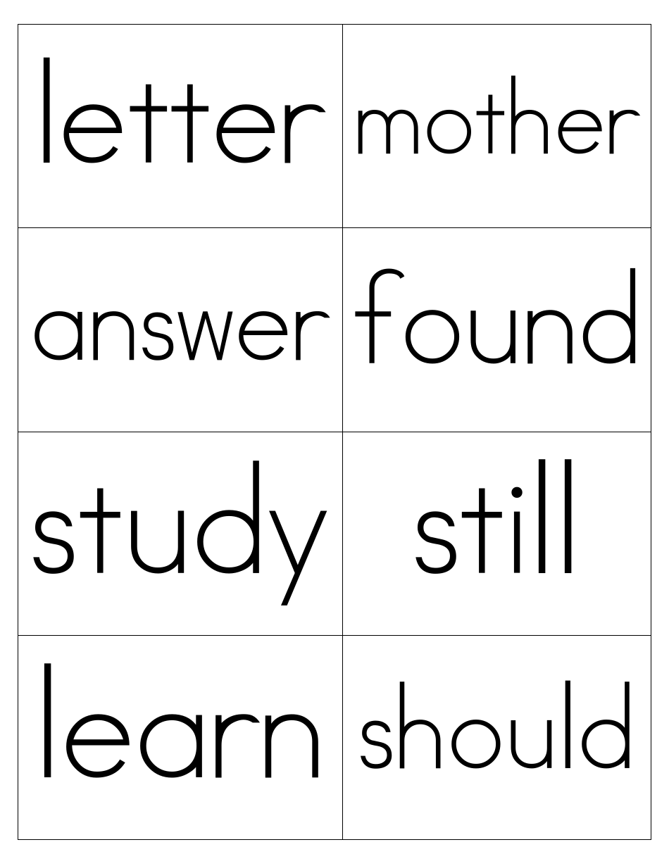 Sight Words Flashcards - 1-200, Page 33