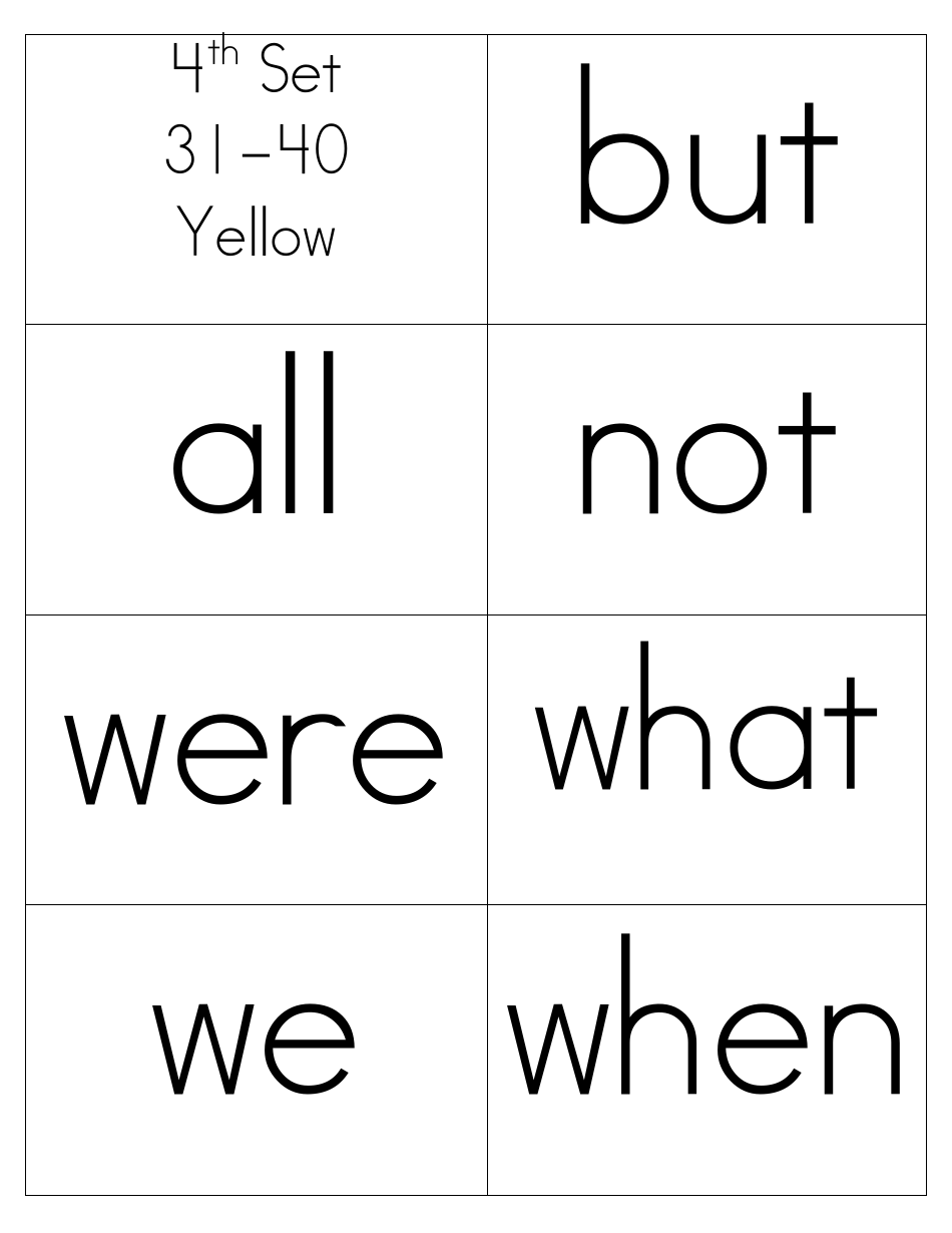 Sight Words Flashcards - 1-200, Page 7