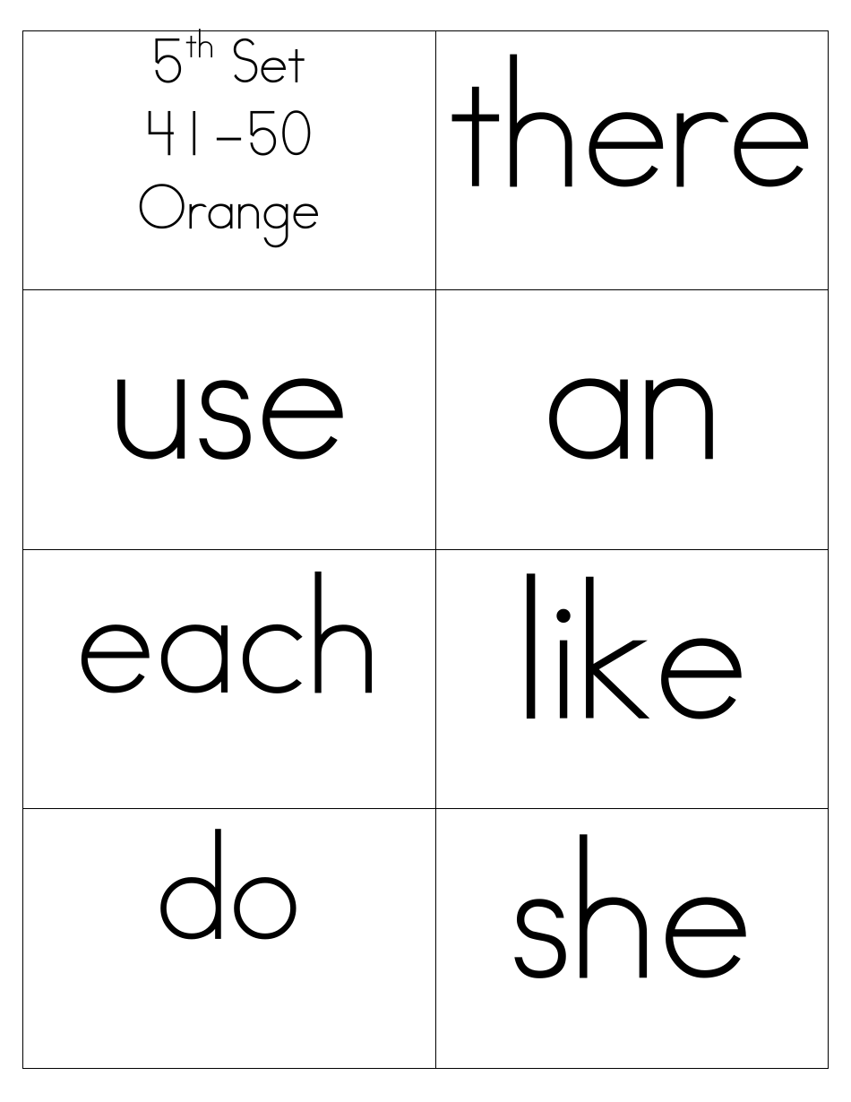 Sight Words Flashcards - 1-200, Page 9