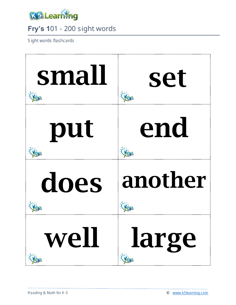 Frys Sight Words Flashcards - 1-200, Page 20