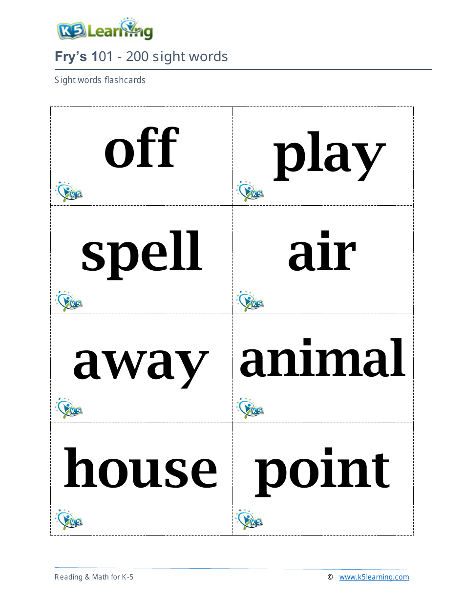 Frys Sight Words Flashcards - 1-200, Page 24