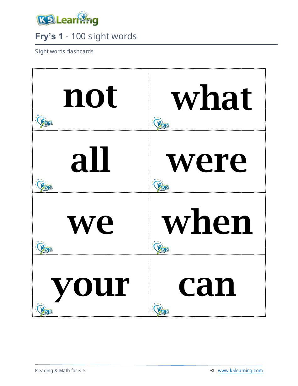 Frys Sight Words Flashcards - 1-200, Page 5