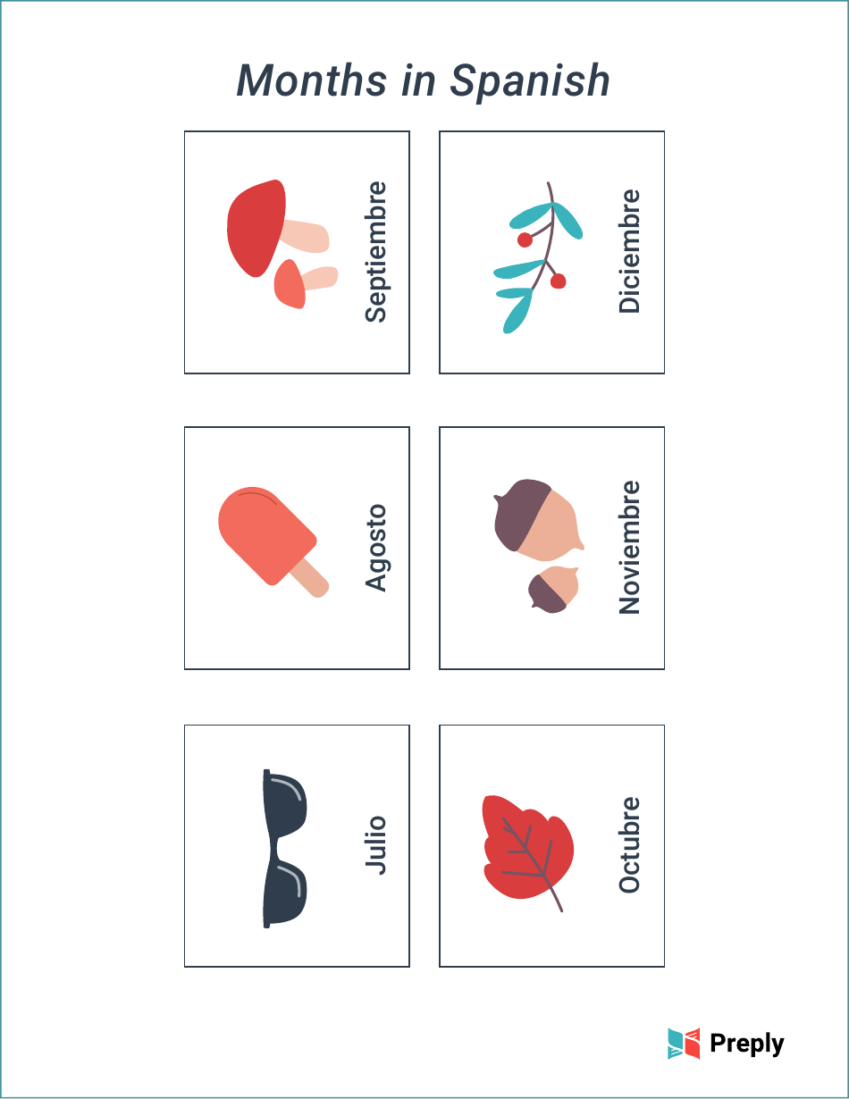 English / Spanish Flashcards - Days and Months, Page 5