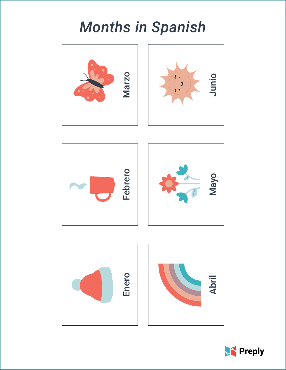 English / Spanish Flashcards - Days and Months, Page 6
