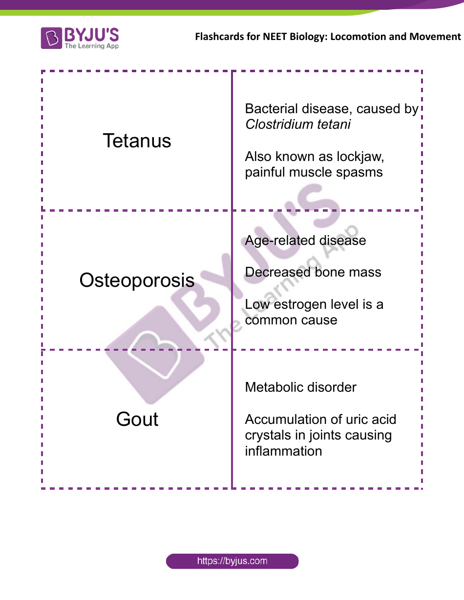 Neet Biology Flashcards - Locomotion and Movement, Page 12