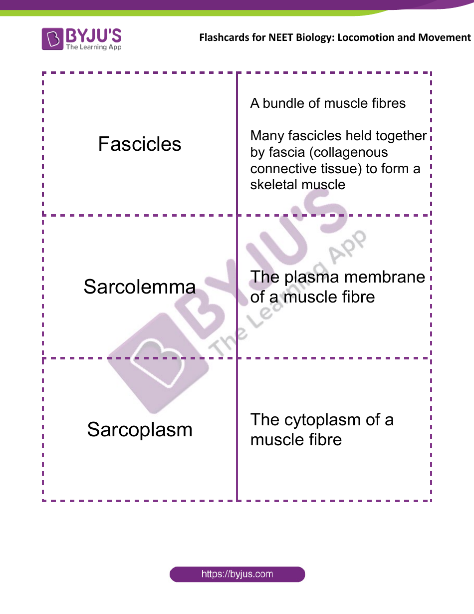 Neet Biology Flashcards - Locomotion and Movement, Page 1