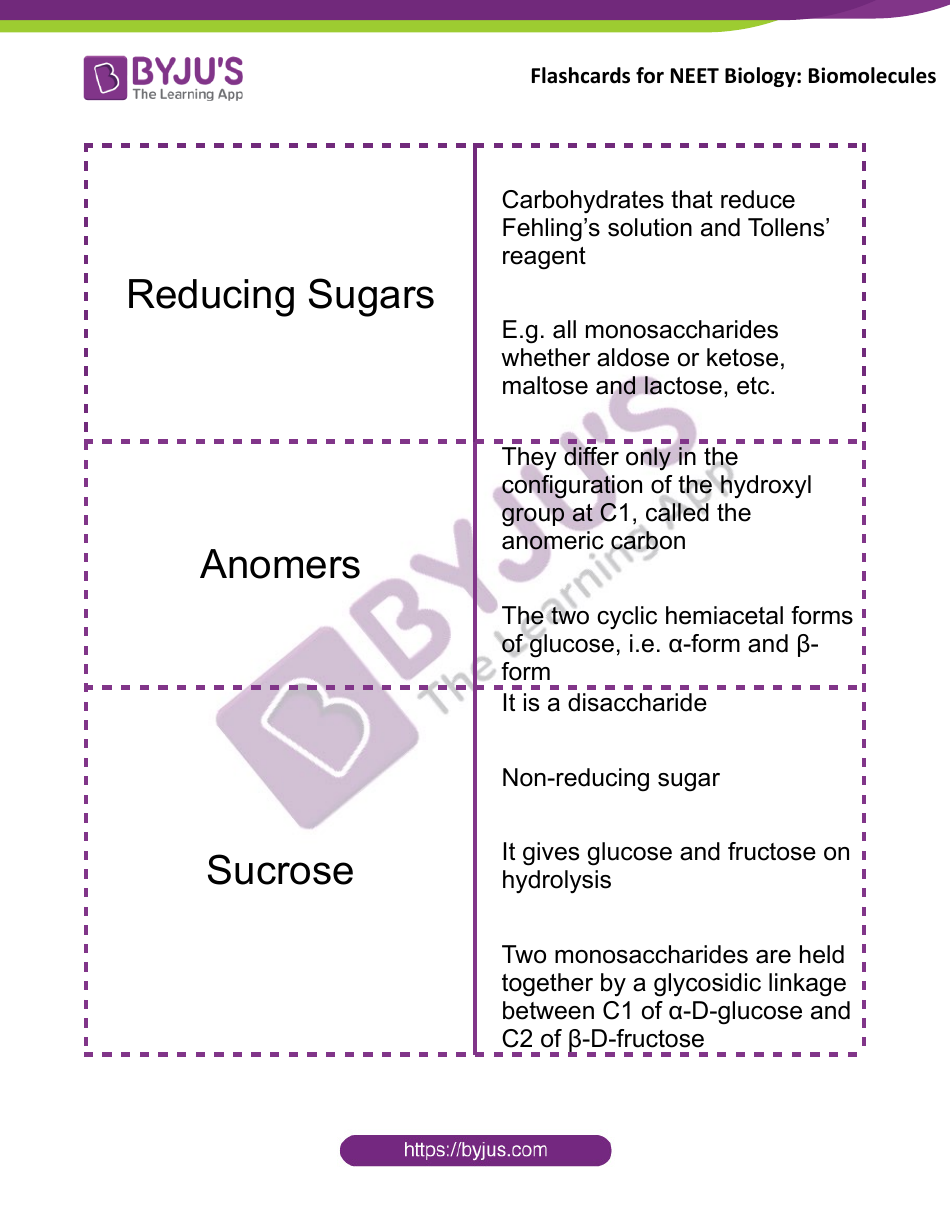 Biology Flashcards - Biomolecules, Page 1