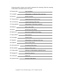 Medical Terminology Worksheet - Texas, Page 10