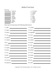 Medical Terminology Worksheet - Texas, Page 11