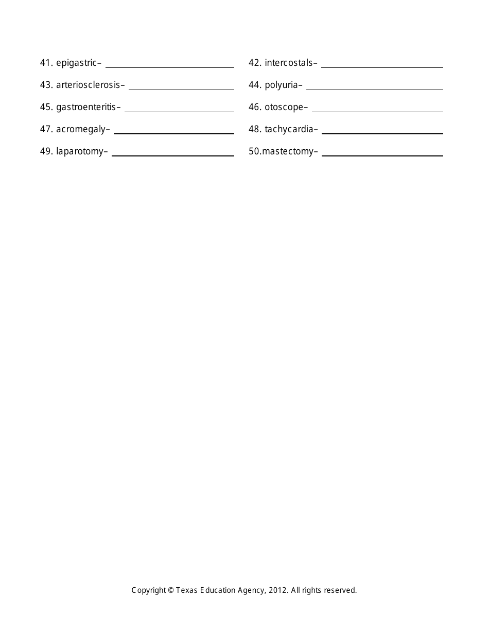 Medical Terminology Worksheet - Texas, Page 12