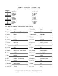 Medical Terminology Worksheet - Texas, Page 13