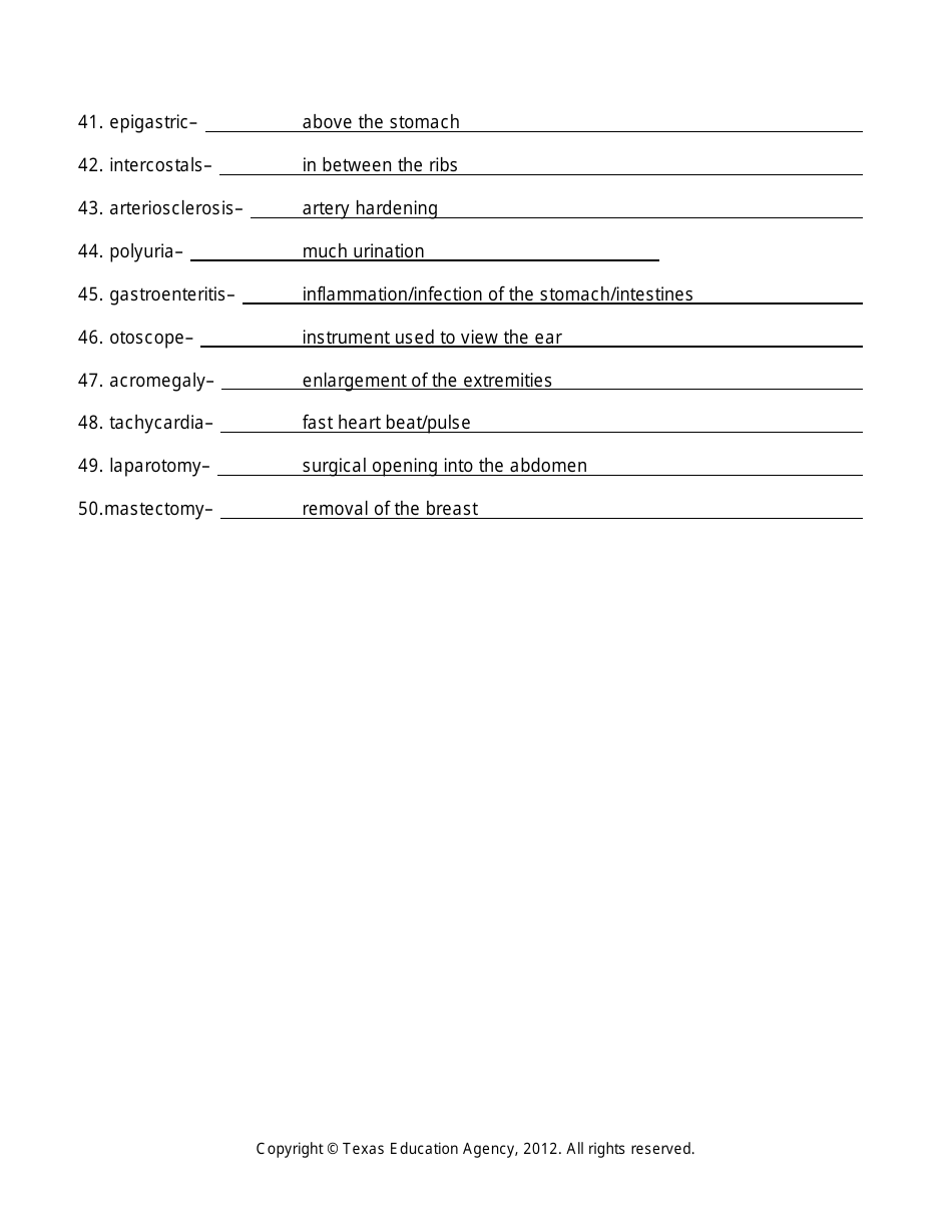 Medical Terminology Worksheet - Texas, Page 14