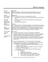 Medical Terminology Worksheet - Texas