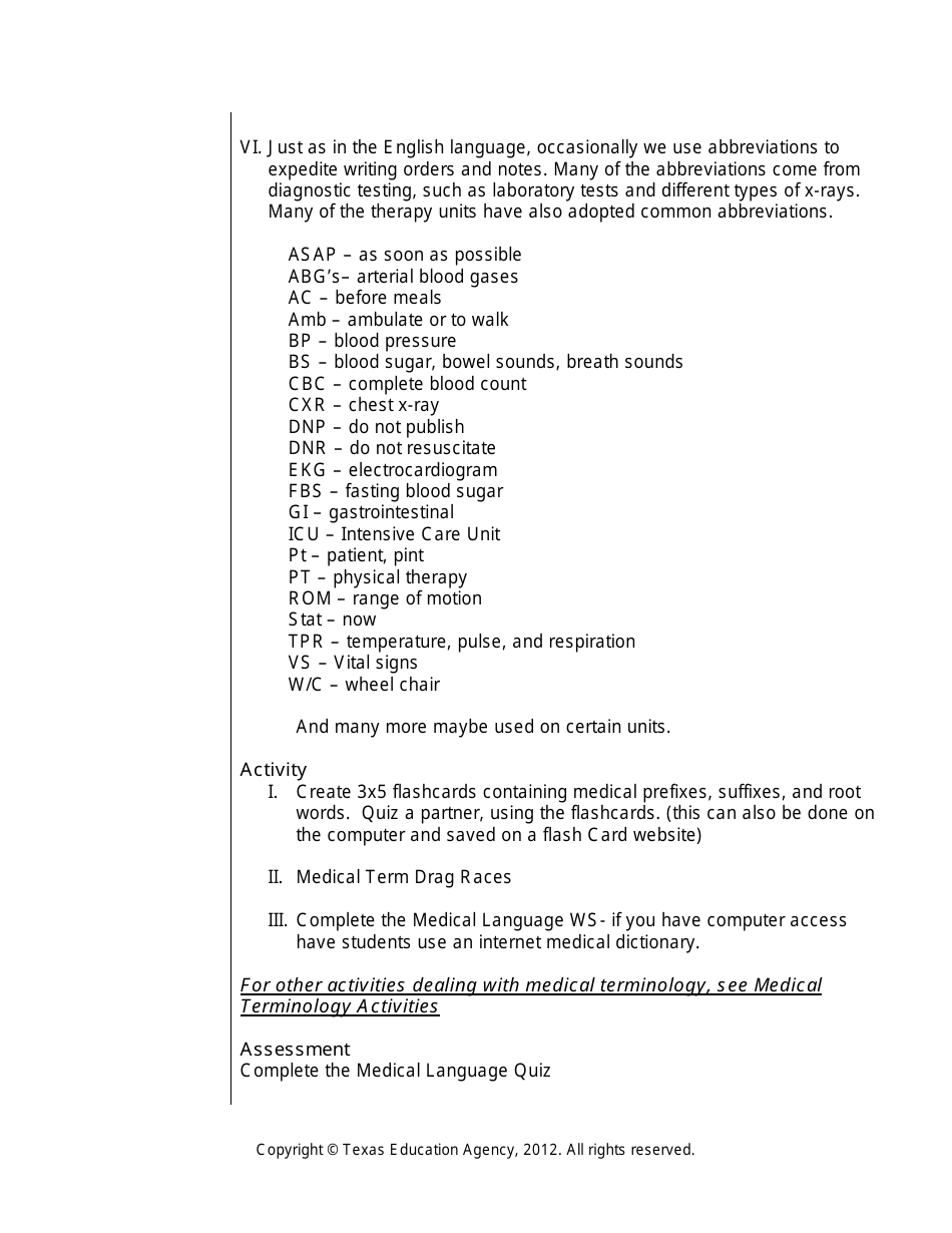 Medical Terminology Worksheet - Texas, Page 4