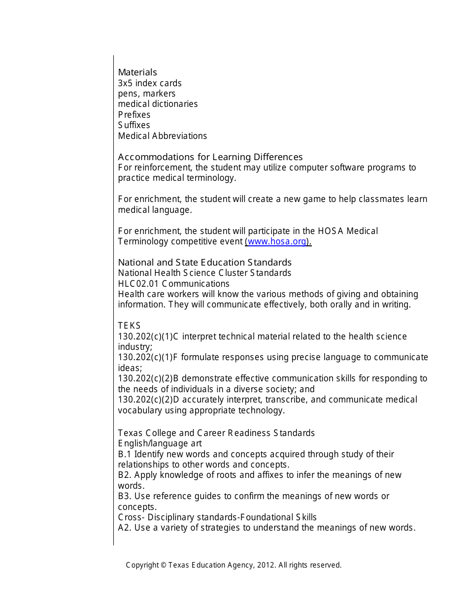 Medical Terminology Worksheet - Texas, Page 5