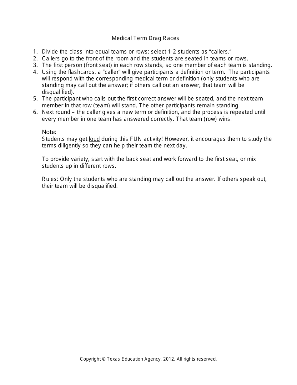 Medical Terminology Worksheet - Texas, Page 6