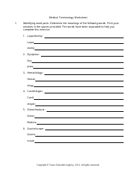 Medical Terminology Worksheet - Texas, Page 7